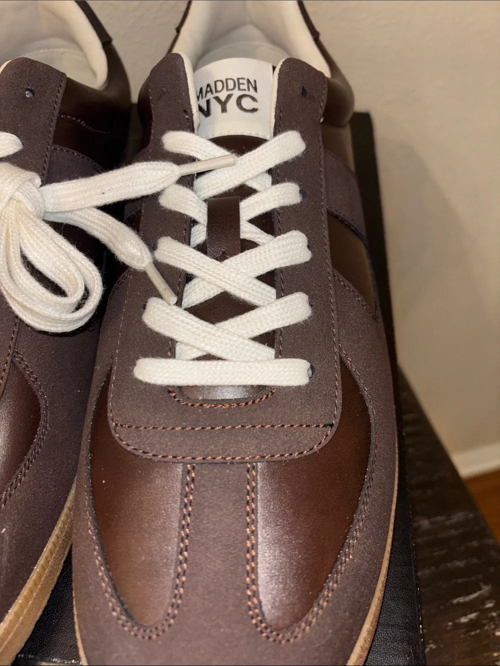 Madden NYC Men’s Brown Suede & Leather Low-Top Sneakers with Gum Sole 13